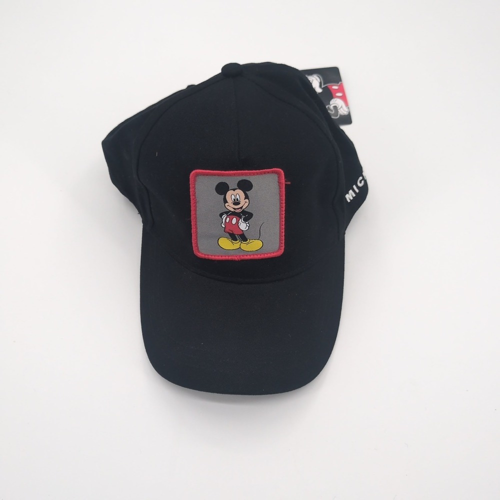 Disney Mickey Mouse Black Baseball Cap Hat Classic Character Patch New With Tags